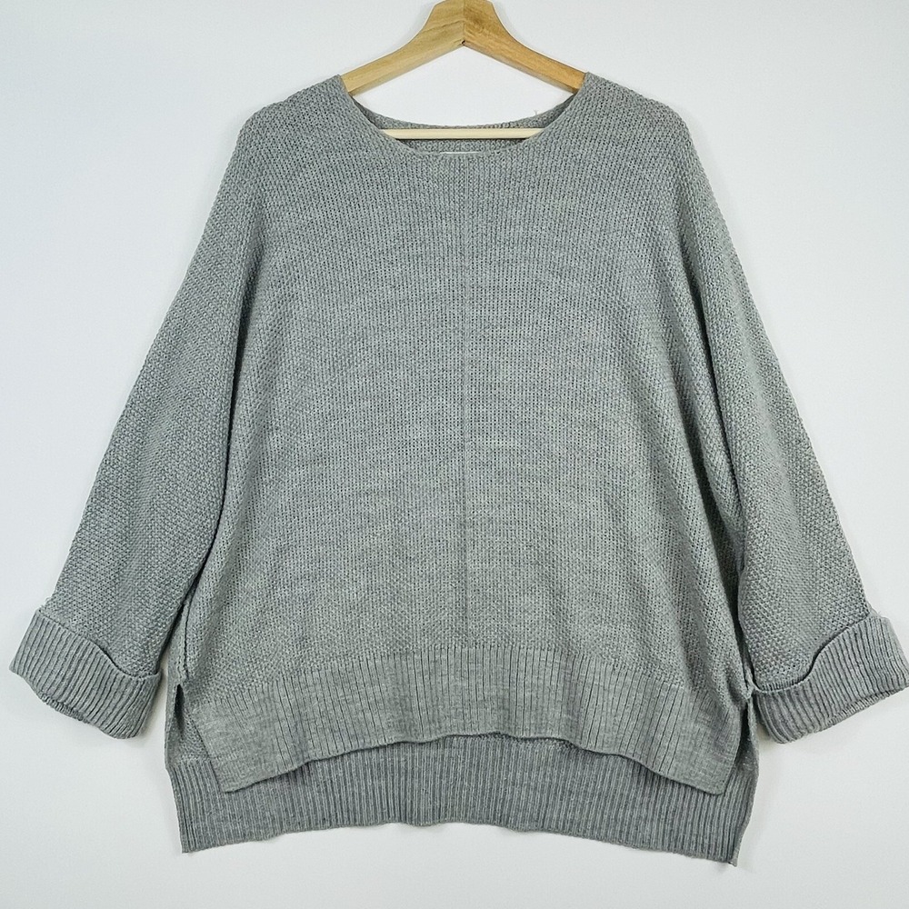 Hayden LA Pullover Sweater Womens Medium Gray Knit Wool Blend Minimalist